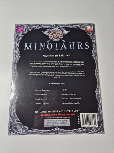 Slayer's Guide to Minotaurs, D&D d20 system, Mongoose Publishing, VGC - Picture 2 of 12