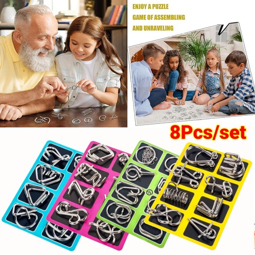 Neun Schnalle pädagogisches Spielzeug Metall Puzzle lösen entsper V2P8 J9E7
