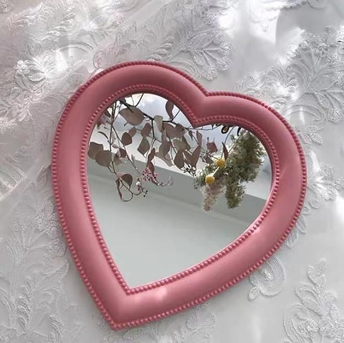 11-Inch Pink Heart MirrorCute Mirror for Wall Bedroom Mirror Tabletop Makeup ... - Picture 6 of 9