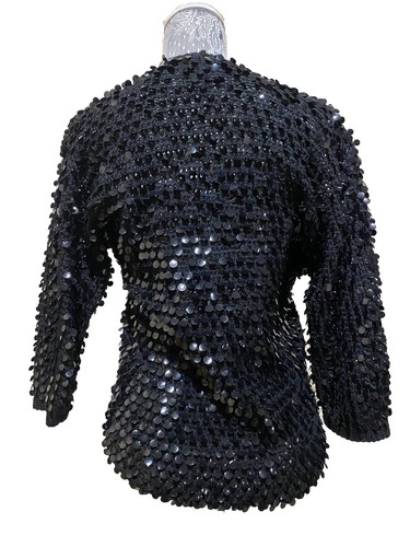 Vintage 1960’s Windsor of Hong Kong Hand Beaded Sequins 100% Wool Womens size L - Picture 12 of 15