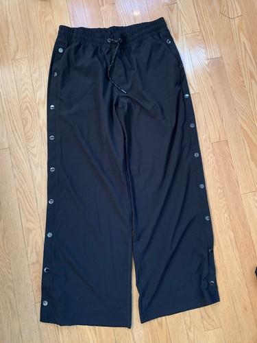 Side Snap Buttons Wide Leg Warmup Pants 