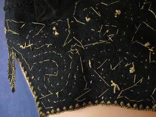 Vintage Embroidered Black Felt Collar Gold Trim Soutache Elaborate VGC Beaded - Picture 6 of 6