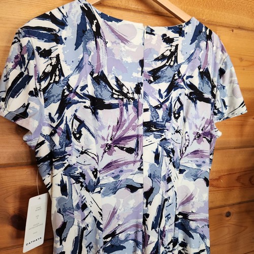 Vestido Vaina Cathaya Nuevo con Etiquetas Abstracto Acuarela Reunida Elastizado Plisado Talla Grande 16 - Imagen 10 de 11
