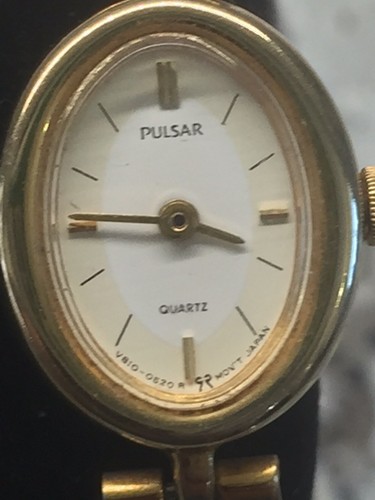 GORGEOUS VINTAGE PULSAR watch V810-0520 LADIES GOLD TONE BEAUTIFUL BAND - Picture 1 of 9
