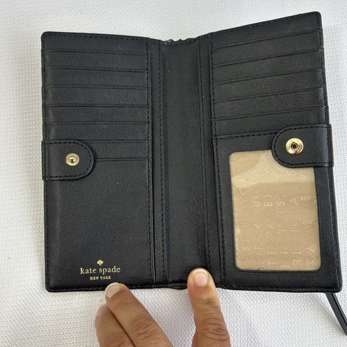 Kate Spade NY Neda Grove Negro Blanco Rosa Cuero Cartera a Presión Tarjeta Plegable - Imagen 4 de 7