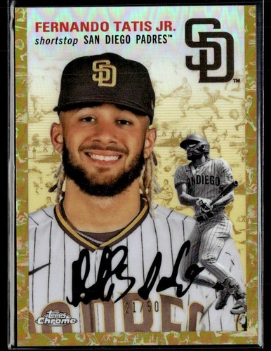 2023 Topps Chrome Plat Anniv #366 Fernando Tatis Jr. Toile Gold Refr #/50 Padres - Picture 1 of 2