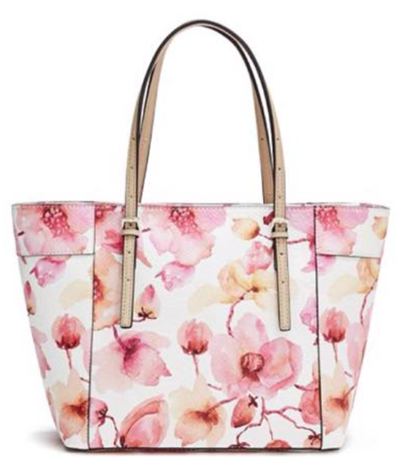 Guess DeLaney Classic Tote Bag, Beautiful Floral Bag w/Silver Tone Hardware - Picture 2 of 16