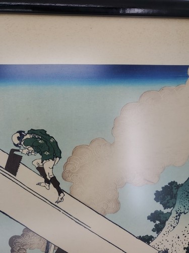 Grabado en madera enmarcado en las montañas de Toyomi KATSUSHIKA HOKUSAI Monte Fuji - Imagen 4 de 13