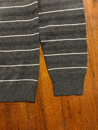 Theory Cashmere Sweater Mens Large Striped Gray Charcoal White Haider NEW $375 - Picture 8 of 10