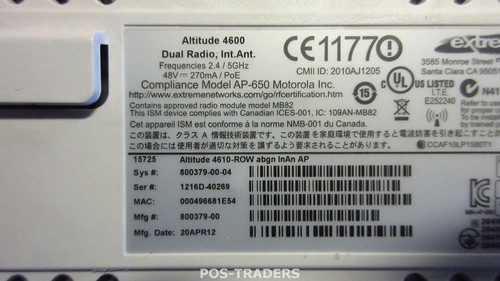 Altitude 4610 dual-radio 802.11a/b/g/n INAN AP indoor Access Point DUAL BAND - Picture 4 of 4