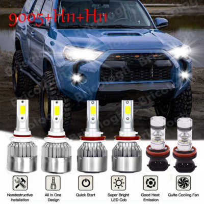For Toyota 4Runner 2010-2020 6x LED Headlight Hi/Lo Beam + Fog