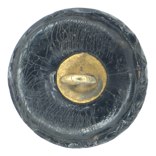 C1880s Victorian Black Glass Gold Luster Intaglio Flying Birds & Flowers Button - Picture 4 of 4