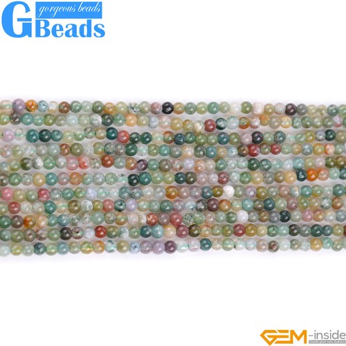 Indian Agate Beads Natural Gemstone Round Loose Beads for Jewelry Making 15" - Picture 15 of 54