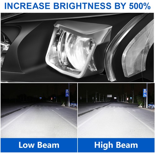 Black Headlight W/LED High Low Beam For 2013-2015 Nissan Altima 4Dr Switchback - Picture 6 of 13