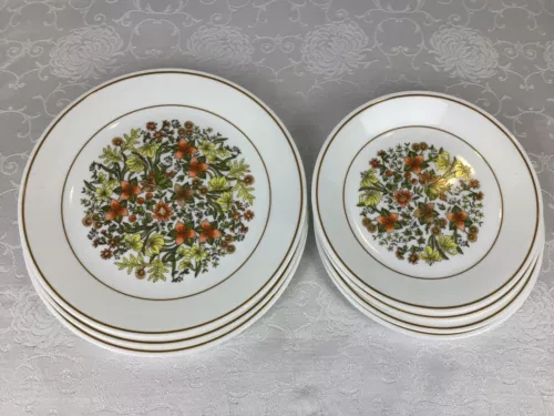 (7) Corelle Indian Summer Plates 3 Dinner (10.25”)  & 4 Lunch (8.5”) VGUC Shiny