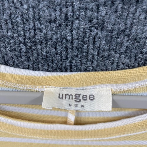 UMGEE Long Dress Womens Size M Yellow Striped Maxi Crew Neck Side Slit Casual - Picture 8 of 10