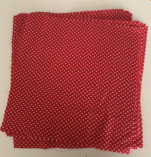 Fabric Quilting Squares Red W/Hearts 25 Pieces 9x9 - Picture 1 of 3