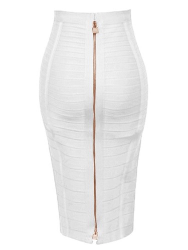 16 Colors Sexy Zipper Bandage Skirt Elastic Bodycon Summer Pencil Skirt 58cm - Picture 5 of 40
