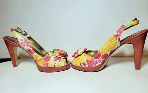 Bandolino BDHeartbrake Floral Fabric Open Toe Platform High Heel Sandal 7.5M - Picture 2 of 6