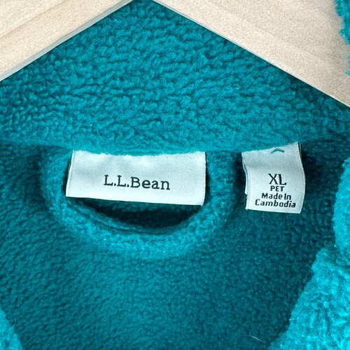 LL BEAN Robe PXL Petite Winter Fleece Housecoat Two Way Zip Lounge Green - Picture 13 of 17