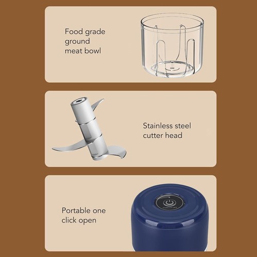 100/250ML Electric Garlic Food Chopper Onion Chopper Grinder Blender Crusher USB - Picture 41 of 48