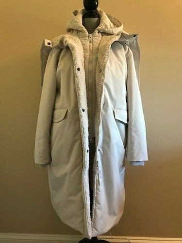 VINCE MIXED MEDIA PUFFER COAT SIZE MEDIUM IN OFF WHITE - Picture 3 of 6