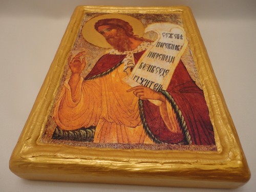 Prophet Elijah Elias Ecclesiastical Religious Eastern Orthodox Icon on Aged Wood - Picture 5 of 9