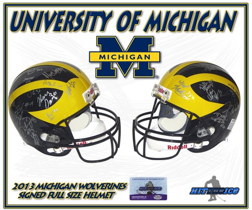 2013 MICHIGAN WOLVERINES Team Signed FULL SIZE HELMET w/COA HOLOGRAM - Picture 1 of 1