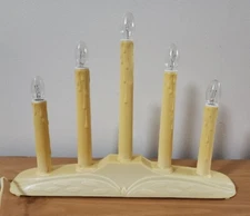 Christmas 5 Light Window Candle Electric vintage Plastic Drip Candelabra tested