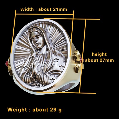 Anillo de plata esterlina 925 con cruz de la Virgen María joyería de fe católica TA507 UK N1/2~Z5 - Imagen 10 de 28