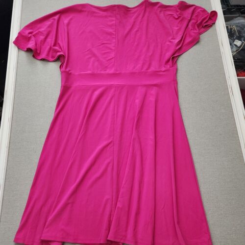Ashley Graham Dressbarn Women's Fushia Dress Size 1XL Fit & Flare Cold Shoulder - Picture 3 of 15