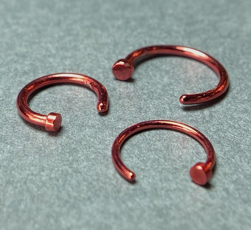 1pc Red Plated Surgical Steel Nose Hoop 16g-18g-20g, 5/16", 3/8", 8mm, 10mm - 第 2/9 張圖片