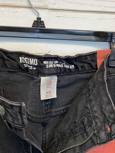 Mossimo Womens denim mom black jeans size 16/33 destress cropped high rise. - Picture 7 of 7