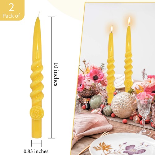 100% Nature Beeswax Candles set of 2 Wedding Party Decor Dinner Taper Candles