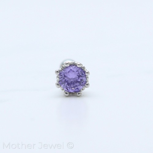 CLEAR AQUA PINK PURPLE SILVER YELLOW ROSE GOLD IP ROUND CARTILAGE STUD LABRET - Picture 8 of 26