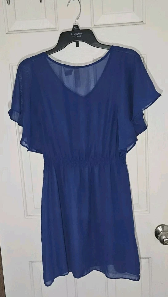 Vestido Mimi Chica Mujer Pequeño Azul Mini Transparente Encubrimiento Cintura Elástica Flutter Foto 2 de 4