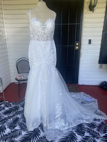 Mermaid Wedding Dress With Lace And Train Size 14 - Picture 1 of 7