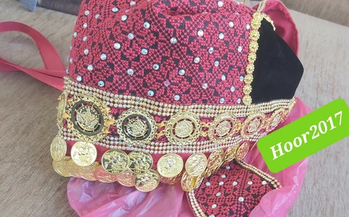 Traditional Palestinian Headdress Embroidery wedding Hena Hand Made Nice Item - Picture 3 of 4