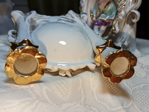 Vintage Pair UCAGCO Japan Import 1950-60's Porcelain Figural Dual Candle Holders - Picture 12 of 12