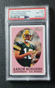 ROOKIE Aaron Rodgers SP VAR 2005 Topps Heritage RC #344 '58 Design PSA 8 graded