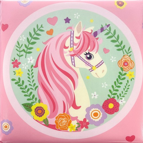 Pouf contenitore con coperchio Unicorno rosa 31x31x33 cm - Imagen 3 de 4