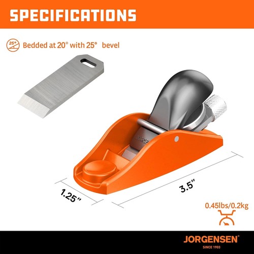 Jorgensen 3,5" Mini Holzhobel - Mini Handhobel für Holzbearbeitung, Blockhobel, - Bild 10 von 12