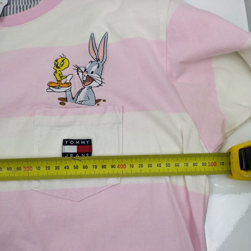 Tommy Jeans x Looney Tunes Embroidered Logo T-shirt Size L Women's Cropped Pink - Bild 5 von 6