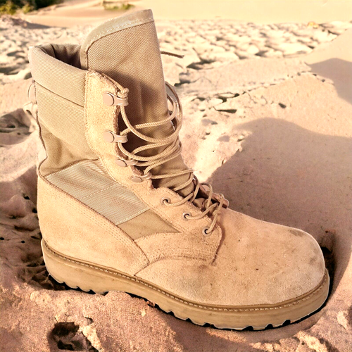 Stivali da combattimento Vibram da uomo 11 W in pelle scamosciata Desert Tan US Military Tactical USA - Foto 1 di 11