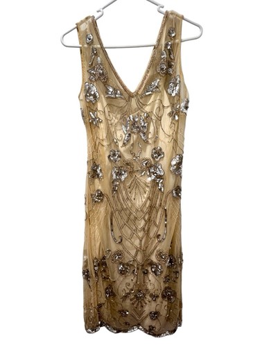 Alannah Hill Dress Size 14 Large Nude Hidden treasure Sequin Dress And Slip - Picture 9 of 12