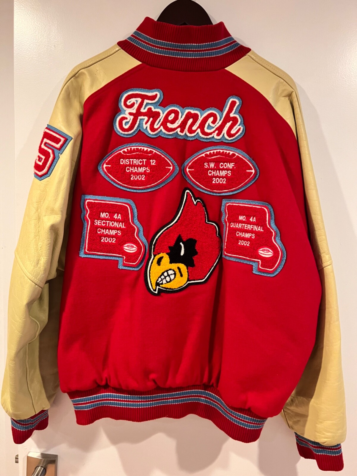 Unique vintage varsity wool jacket.Genuine leathe… - image 2