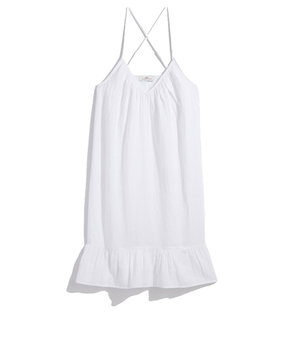 Vineyard Vines Womens White Midi Cotton Gauze Cover Up Poolside Dress Size XS - Picture 1 of 7
