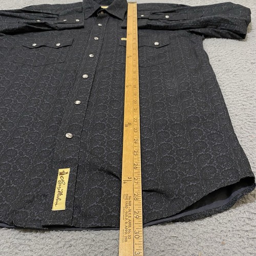 Camisa Larry Mahan Para Hombre Pequeña Gris Negra Paisley Perla Snap Colección Vaquero - Imagen 13 de 14