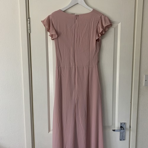 TFNC Bridesmaid Juba Flutter Sleeve Ruffle Detail Maxi Dress Size UK10 Blush - Picture 11 of 19