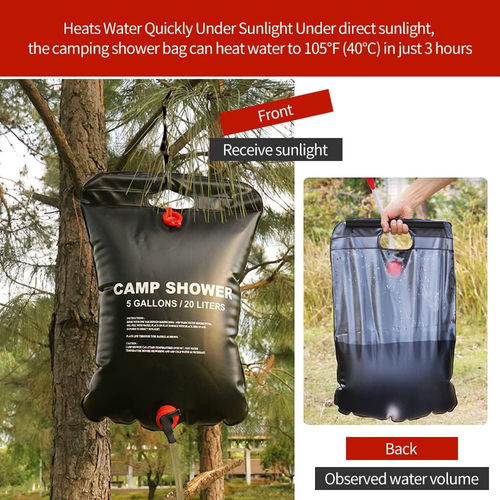 Solar Shower Bag, 1/2/4 Pack 5 Gallons/20L Camping Shower Bag, Portable Shower B - Picture 3 of 12